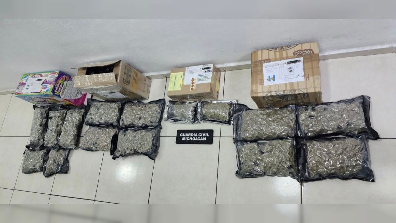 En Morelia, Guardia Civil asegura más de 7 kilogramos de marihuana