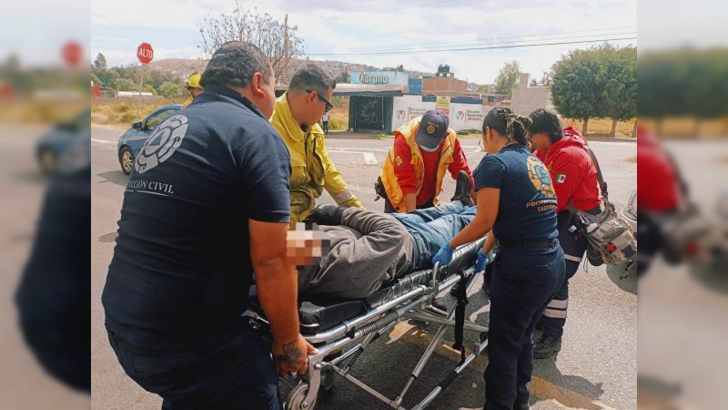 Motociclistas resulta herido, tras accidentarse, en Tarímbaro 