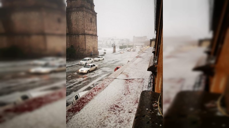 Fuerte granizada causa estragos, en Morelia  