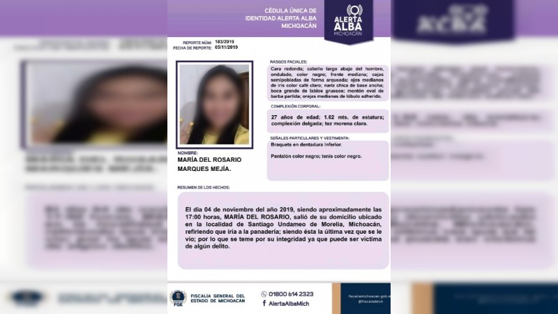 Identifican a mujer asesinada, en Acuitzio; existía Alerta Alba para localizarla 