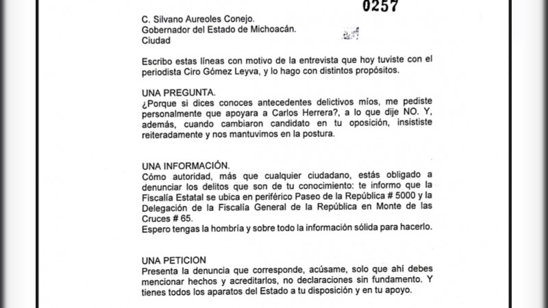 Solicita Reyna a Silvano presentar denuncias sobre sus acusaciones 