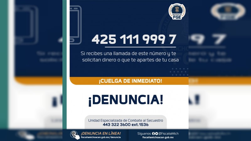 Localiza FGE, sana y salva a mujer víctima de Extorsión Virtual